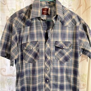Mens Wrangler pearl button up short sleeve country shirt large